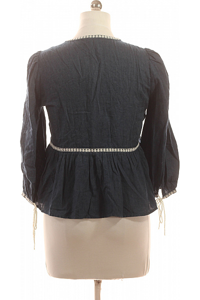 ZARA Dámská halenka s dlouhým rukávem a výstřihem do V vyšívaná modrá Vel. EU S | ZARA | obrázek 3