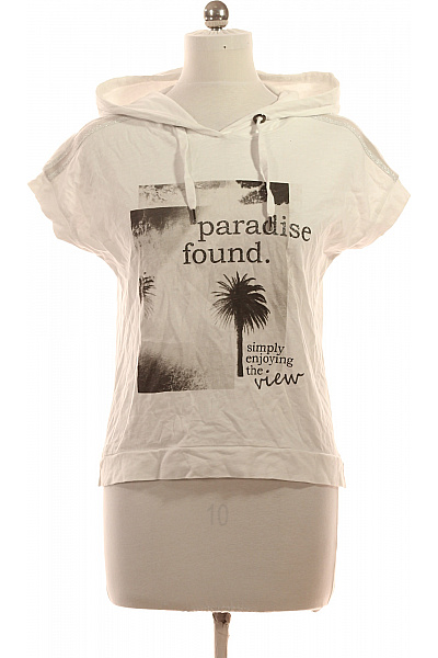 Cartoon Dámské Tričko S Kapucí A Potiskem Bílé Krátký Rukáv Vel. EU 36