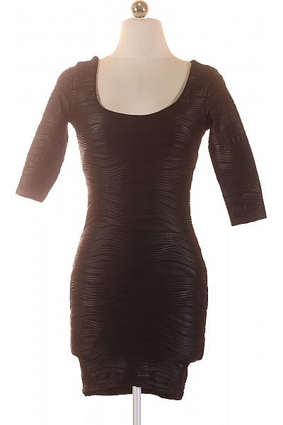 Jane Norman Dámské černé šaty s krátkým rukávem a texturou Velikost 34 | Jane Norman | obrázek 2