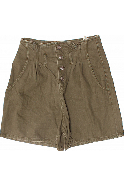 ZARA Dámské kraťasy bavlněné vysoký pas kapsy retro zelené Vel. S | ZARA | obrázek 2