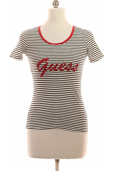 Guess Dámské tričko s krátkým rukávem a nápisem pruhované Vel. XS | Guess | obrázek 2
