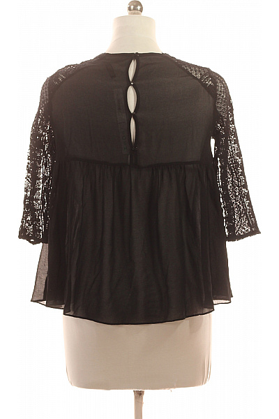 ZARA Dámská černá krajková halenka s dlouhým rukávem boho Velikost EU M | ZARA | obrázek 3