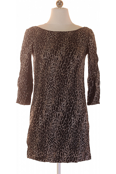 MANGO Dámské šaty Krátký Rukáv Zvířecí Vzor Volnočasové Elegantní Krátké Velikost S