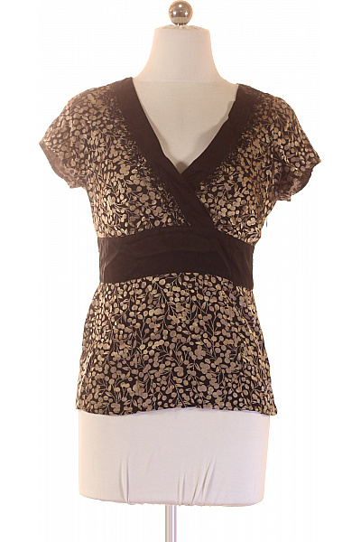 Monsoon Dámská Hedvábná Halenka Zavinovací S Krátkým Rukávem Květinová Velikost EU 36