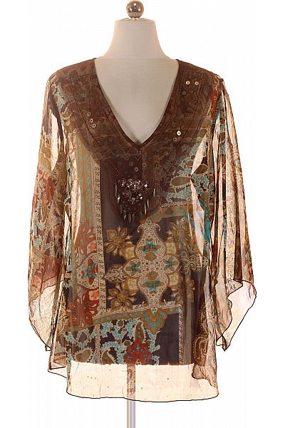 ZIZZI Hnědá vzorovaná halenka s dlouhým rukávem a flitry Velikost S | ZIZZI | obrázek 2