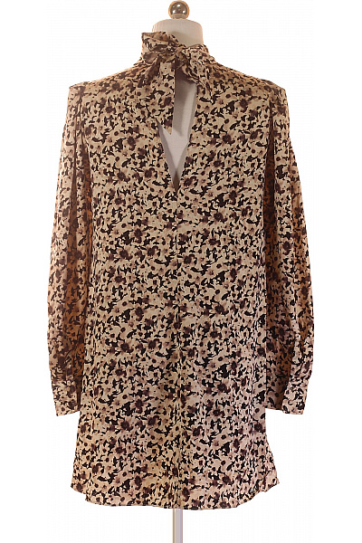 MANGO Dámské šaty s dlouhým rukávem květované béžové Vel. XS | MANGO | obrázek 3