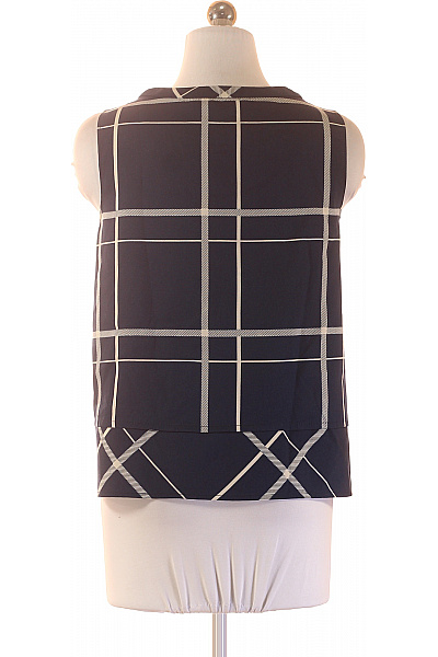 ZARA Dámská halenka bez rukávů modrá kostkovaná s výstřihem Vel. S | ZARA | obrázek 3