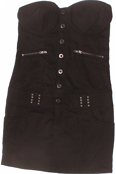 Guess Černé šaty bez rukávů korzetové mini džínové s kapsami Vel. XS | Guess | obrázek 2
