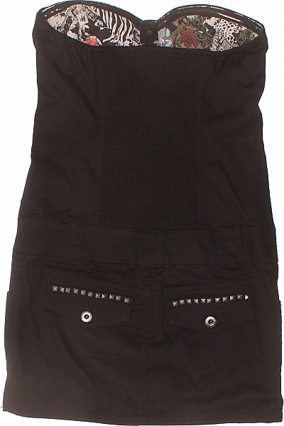 Guess Černé šaty bez rukávů korzetové mini džínové s kapsami Vel. XS | Guess | obrázek 3
