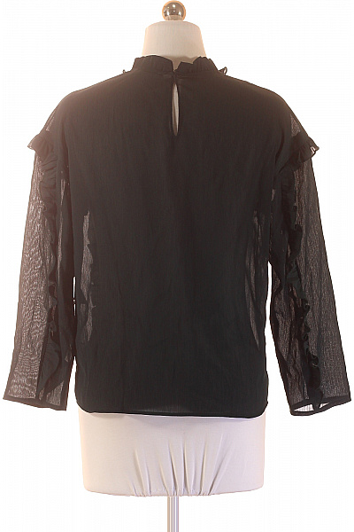 ZARA Dámská halenka s dlouhým rukávem a volánky černá elegantní průsvitná Vel. XS | ZARA | obrázek 3