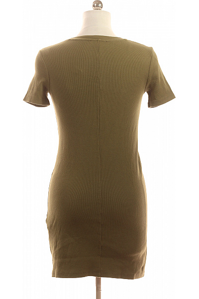 Bershka dámské tričkové šaty khaki krátký rukáv bavlna Vel. M | Bershka | obrázek 3