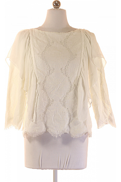 massimo dutti Dámská halenka s dlouhým rukávem bílá krajková volná elegantní Vel. EU 36 | massimo dutti | obrázek 2