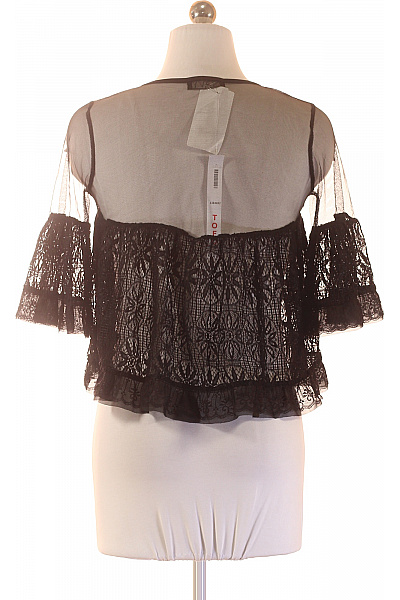 NAVY Dámská černá krajková halenka s krátkým rukávem a volánky Velikost EU 36 | NAVY | obrázek 3