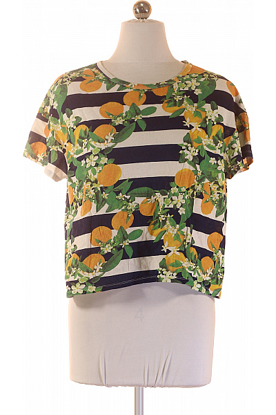 ZARA Dámské tričko s krátkým rukávem a potiskem pruhované oranžové Vel. S | ZARA | obrázek 2