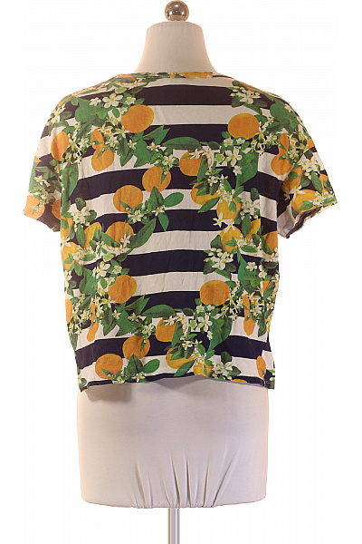 ZARA Dámské tričko s krátkým rukávem a potiskem pruhované oranžové Vel. S | ZARA | obrázek 3