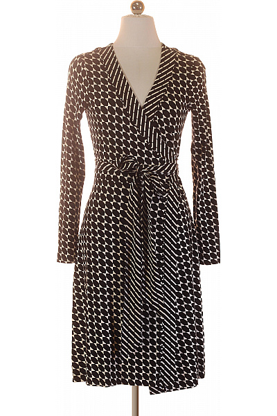 BANANA REPUBLIC dámské zavinovací šaty s dlouhým rukávem černé s geometrickým vzorem Velikost XS | BANANA REPUBLIC | obrázek 2