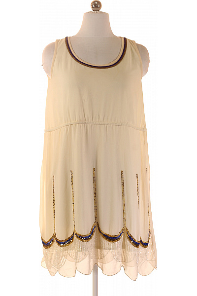 Little Mistress Dámské šaty bez rukávů béžové třpytivé boho letní Velikost 38 | Little Mistress | obrázek 2