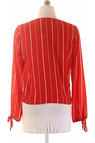 NA-KD Dámská červená pruhovaná halenka s dlouhým rukávem zavinovací Velikost 34 | NA-KD | obrázek 2