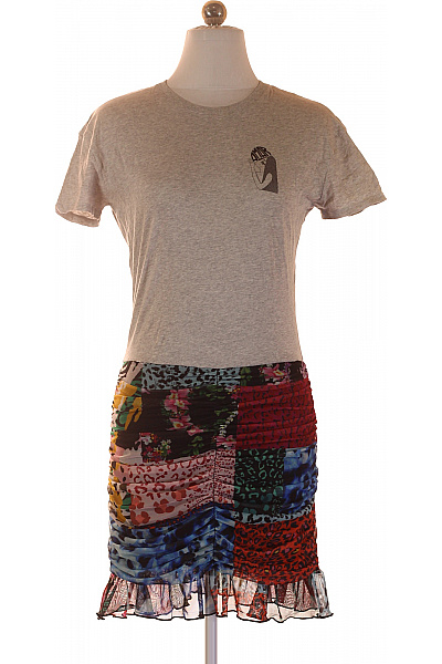 DESIGUAL Dámské tričkové šaty s krátkým rukávem a patchwork sukní Vel. XS | DESIGUAL | obrázek 2