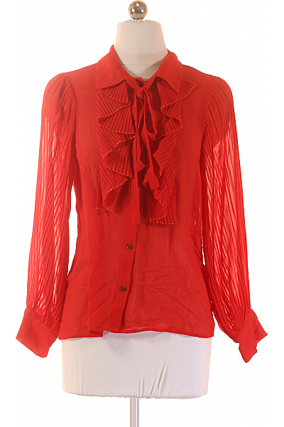 ZARA Dámská červená košile s dlouhým rukávem a volánky s mašlí elegantní Velikost XS | ZARA | obrázek 2