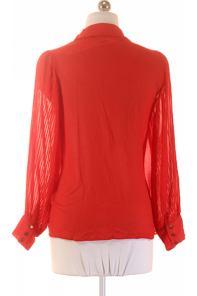 ZARA Dámská červená košile s dlouhým rukávem a volánky s mašlí elegantní Velikost XS | ZARA | obrázek 3