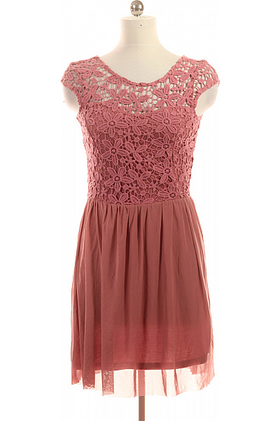 ONLY Růžové krajkové koktejlové šaty letní boho Vel. 38 | ONLY | obrázek 2