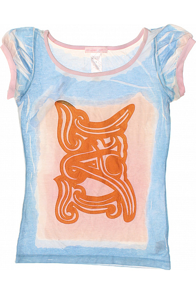 Dívčí tričko modré s oranžovým potiskem | Unimoda | obrázek 2