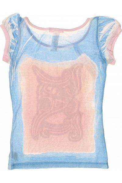 Dívčí tričko modré s oranžovým potiskem | Unimoda | obrázek 3