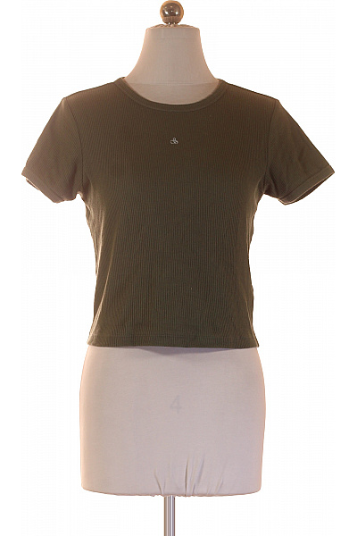 Scotch & Soda Dámské Zelené žebrované Tričko S Krátkým Rukávem A Výšivkou Basic Crop Top Vel. S