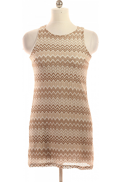 Dorothy Perkins šaty bez rukávů pletené béžové s geometrickým vzorem letní volnočasové Velikost 38 | Dorothy Perkins | obrázek 2