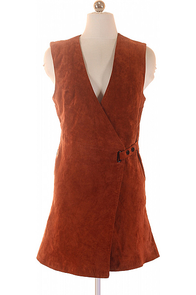 MANGO Hnědé semišové šaty bez rukávů zavinovací s páskem vintage Vel. S | MANGO | obrázek 2