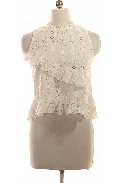 ZARA Bílá halenka bez rukávů madeirová s volánky letní boho Vel. EU M | ZARA | obrázek 2