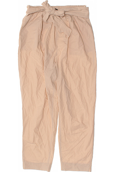 ZARA Dámské kalhoty s mašlí volnočasové béžové plátěné s vysokým pasem Vel. m | ZARA | obrázek 2
