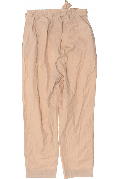 ZARA Dámské kalhoty s mašlí volnočasové béžové plátěné s vysokým pasem Vel. m | ZARA | obrázek 3