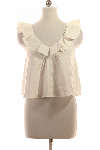 ZARA Bílá halenka bez rukávů s volánky bavlna letní Velikost EU M | ZARA | obrázek 2