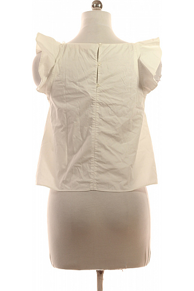 ZARA Bílá halenka bez rukávů s volánky bavlna letní Velikost EU M | ZARA | obrázek 3