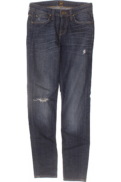 Lee  Dámské Džíny Modré Strečové S Dírami Rovné Vel. XS