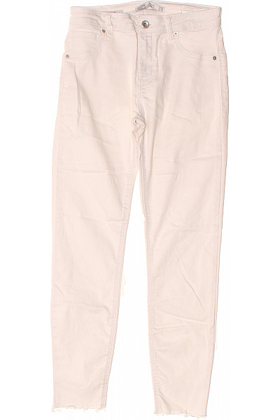 Bershka Dámské Bílé Bavlněné Džíny Skinny S Vysokým Pasem Vel. EU 38