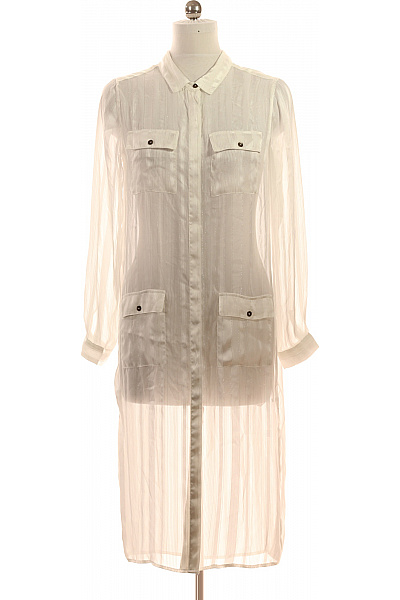 Denim HUNTER Bílé šaty košilové s dlouhým rukávem a kapsami Velikost 38 | Denim HUNTER | obrázek 2