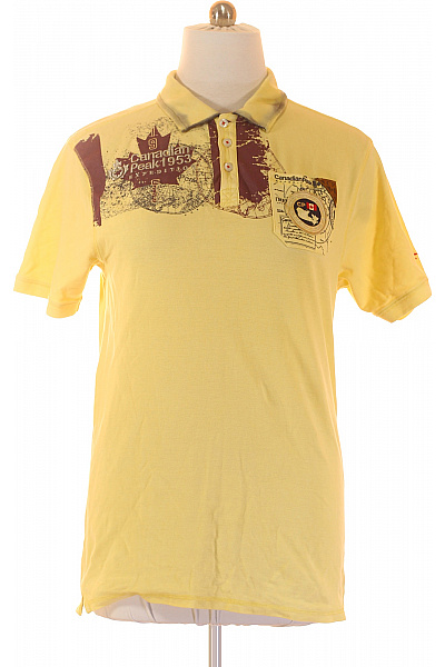 Canadian-peak Pánské žluté Polo Tričko S Krátkým Rukávem A Potiskem Velikost 2XL