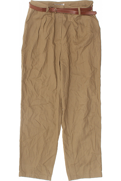 Dámské bavlněné kalhoty s páskem volnočasové dlouhé hnědé Velikost 36 | Unimoda | obrázek 2