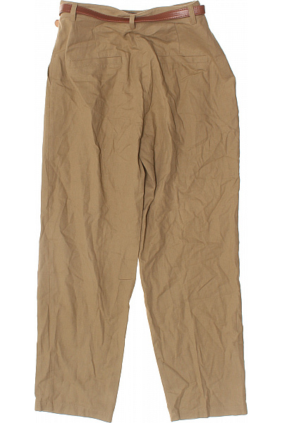 Dámské bavlněné kalhoty s páskem volnočasové dlouhé hnědé Velikost 36 | Unimoda | obrázek 3