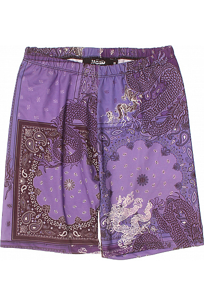 JADED LONDON Fialové kraťasy s potiskem draků a paisley vzoru, volnočasové, krátké, elastické Vel. EU XS | JADED LONDON | obrázek 2