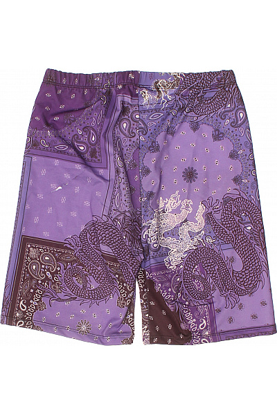 JADED LONDON Fialové kraťasy s potiskem draků a paisley vzoru, volnočasové, krátké, elastické Vel. EU XS | JADED LONDON | obrázek 3