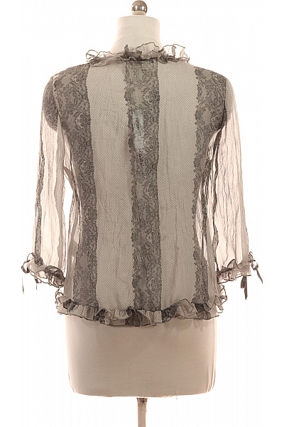 Next Dámská halenka s dlouhým rukávem a volánky šedá puntíkovaná průsvitná elegantní Velikost 44 | Next | obrázek 3