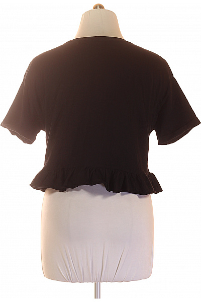 ZARA Dámské černé tričko s krátkým rukávem a volánem basic crop top Vel. EU L | ZARA | obrázek 3