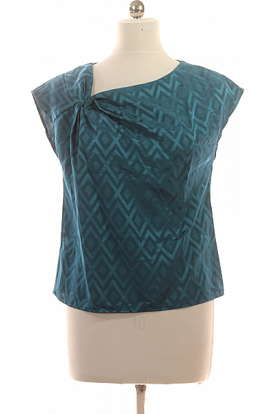 MANGO Dámská halenka krátký rukáv vzorovaná zelená saténová elegantní Vel. EU S | MANGO | obrázek 2