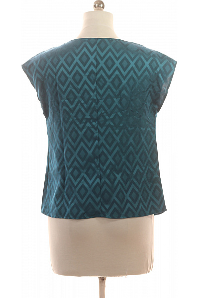 MANGO Dámská halenka krátký rukáv vzorovaná zelená saténová elegantní Vel. EU S | MANGO | obrázek 3