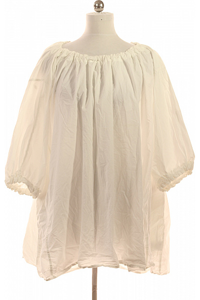 Weekday Bílá Bavlněná Halenka S Krátkým Rukávem A Nabíranými Rukávy Volná Oversize Vel. M