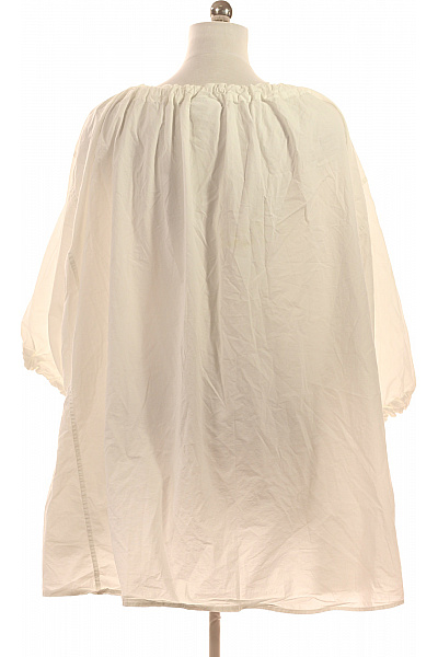 Weekday Bílá bavlněná halenka s krátkým rukávem a nabíranými rukávy volná oversize Vel. M | Weekday | obrázek 2